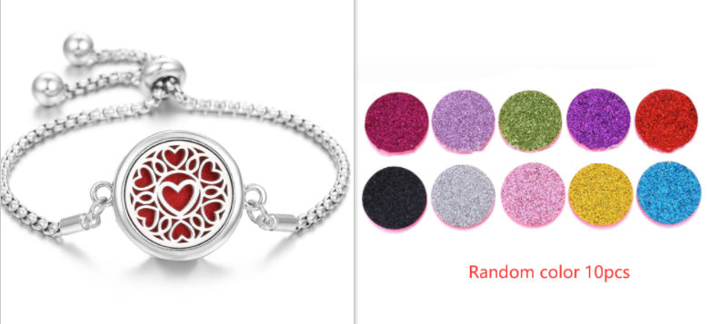 Bracelet Aromathérapie Ajustable en Acier Inoxydable Creux