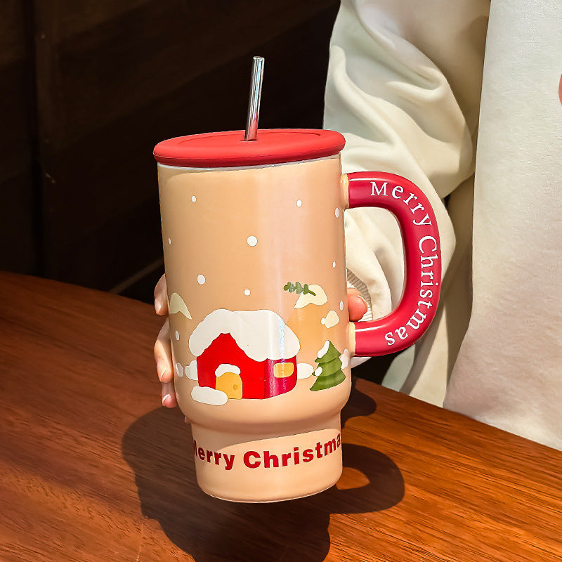 Tasse en Céramique Grande Capacité pour Cadeaux de Noël