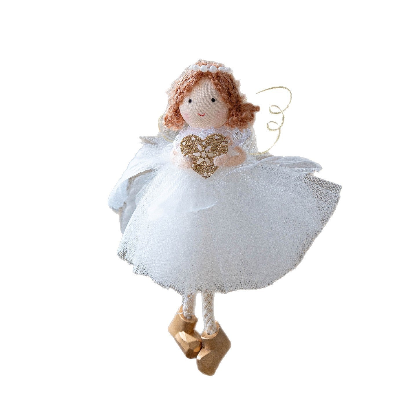 Jupe Tulle Blanche de Noël avec Pendentif Aile d'Ange Dorée