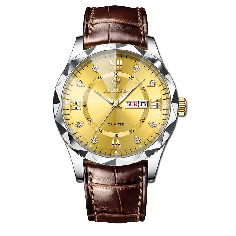 Montre Quartz Homme en Cuir Véritable Étanche - Style Affaires et Loisirs