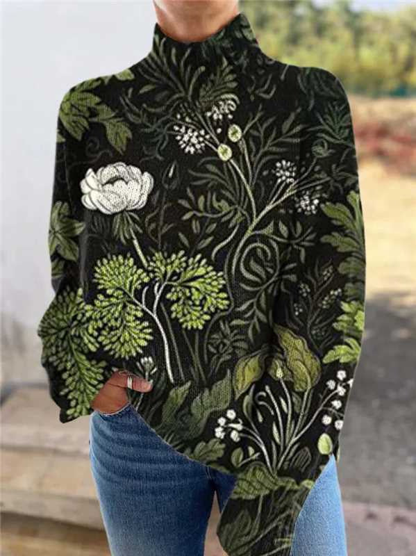 Pull En Col Roulé Imprimé Pour Femmes - Noël