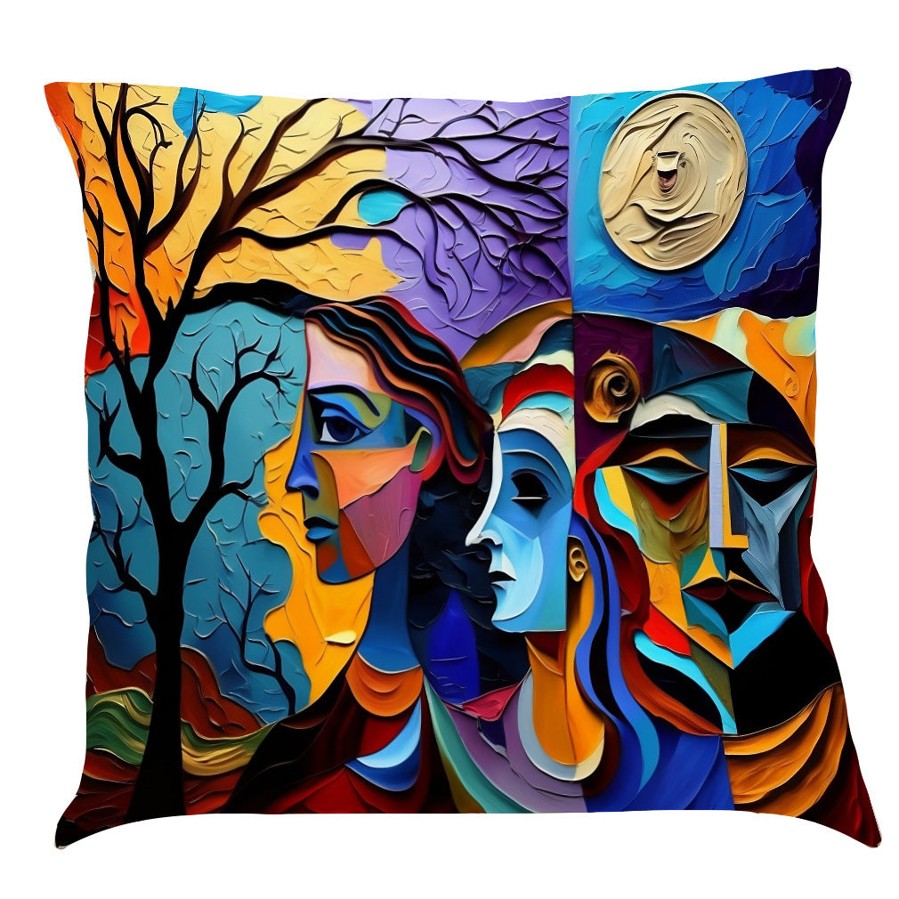 Coussin en Lin Imprimé avec Peinture Huile Créative - Voiture