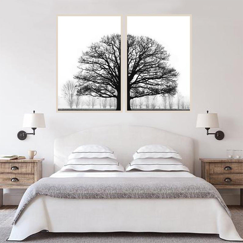 Peinture Décorative Moderne Canapé Hiver Noir et Blanc