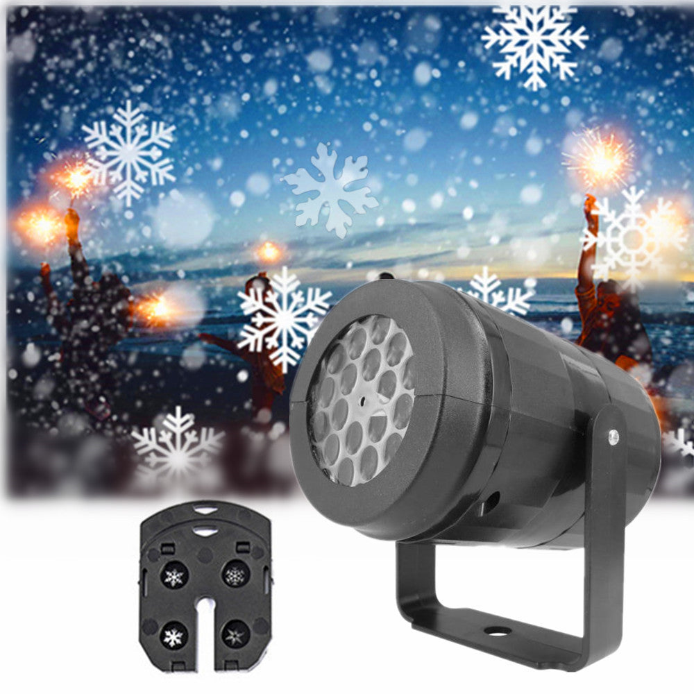 Projecteur LED Décoratif de Fête de Noël avec Motifs de Flocons de Neige
