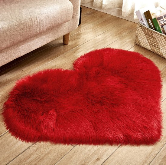 Tapis en Forme de Coeur Plush Antidérapant - Tapis Fluffy pour Salon