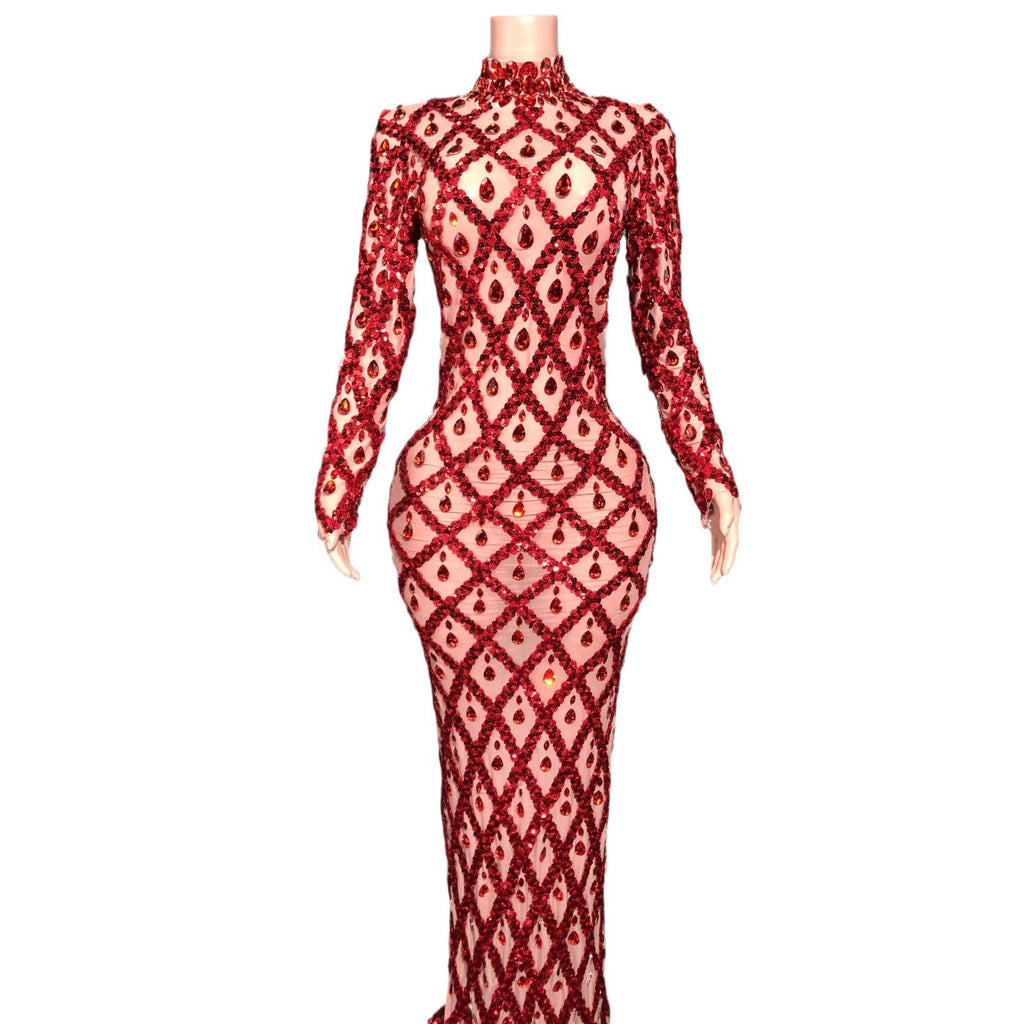 Robe de Soirée Éblouissante en Strass pour Femmes