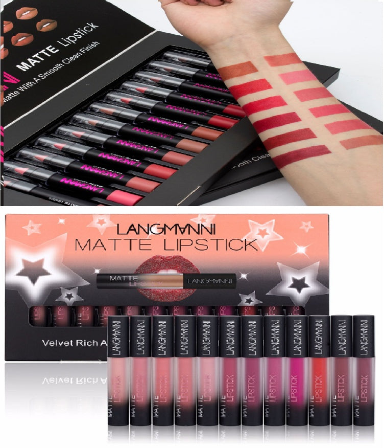 Ensemble de Rouge à Lèvres Velouté Mat Waterproof Longue Durée