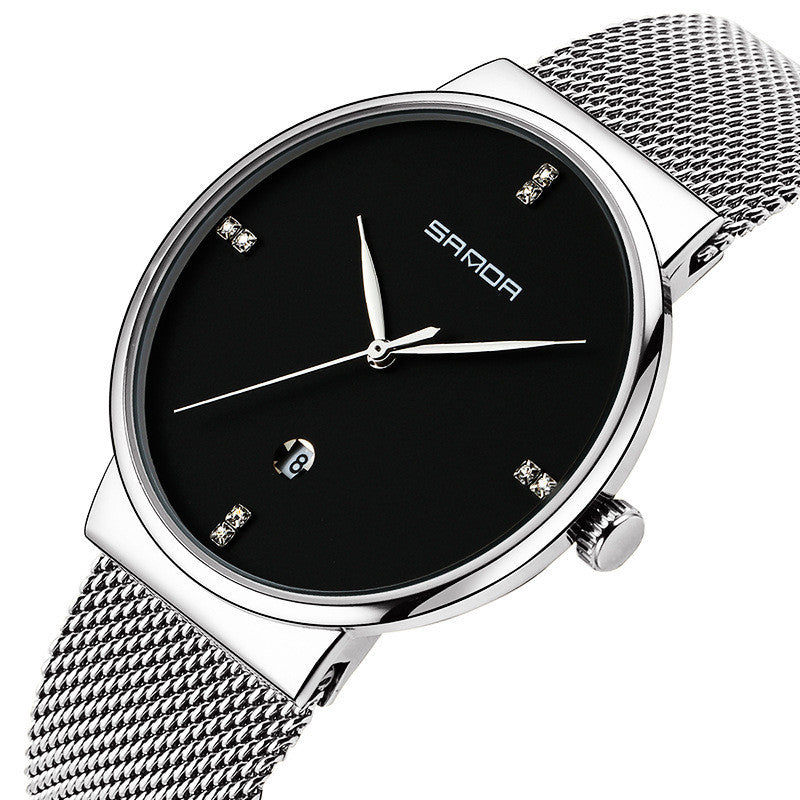 Montre pour hommes à bracelet en maille étanche avec mouvement à quartz
