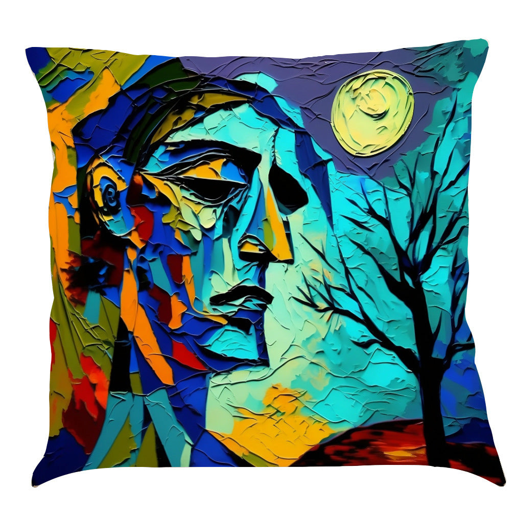 Coussin en Lin Imprimé avec Peinture Huile Créative - Voiture
