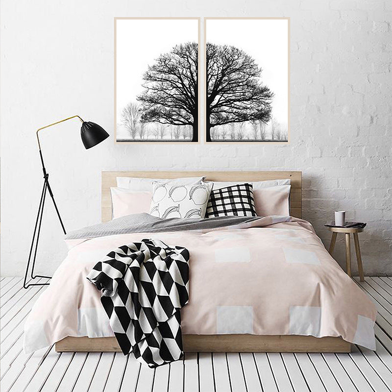 Peinture Décorative Moderne Canapé Hiver Noir et Blanc
