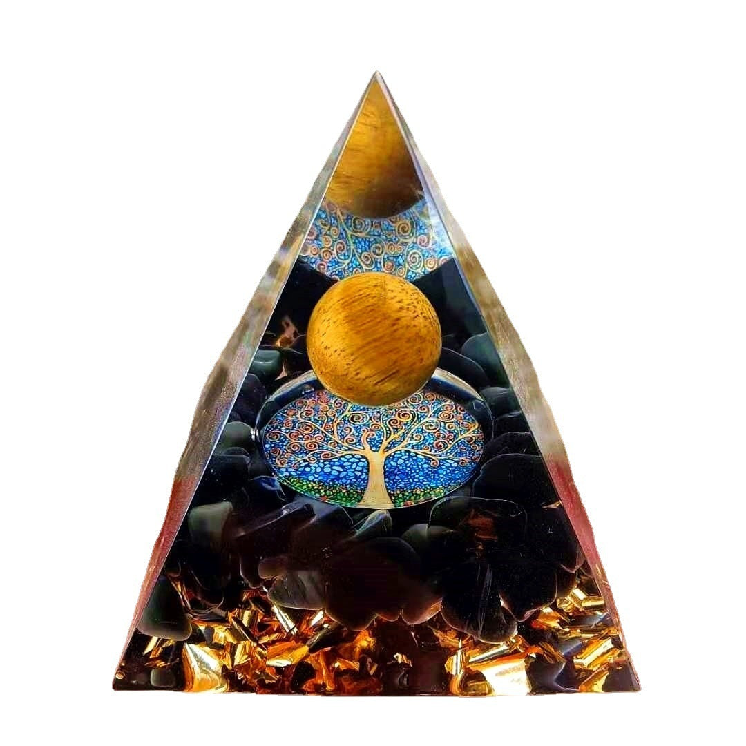 Décorations de Bureau en Pierre Transférée Pyramidale Chanceuse