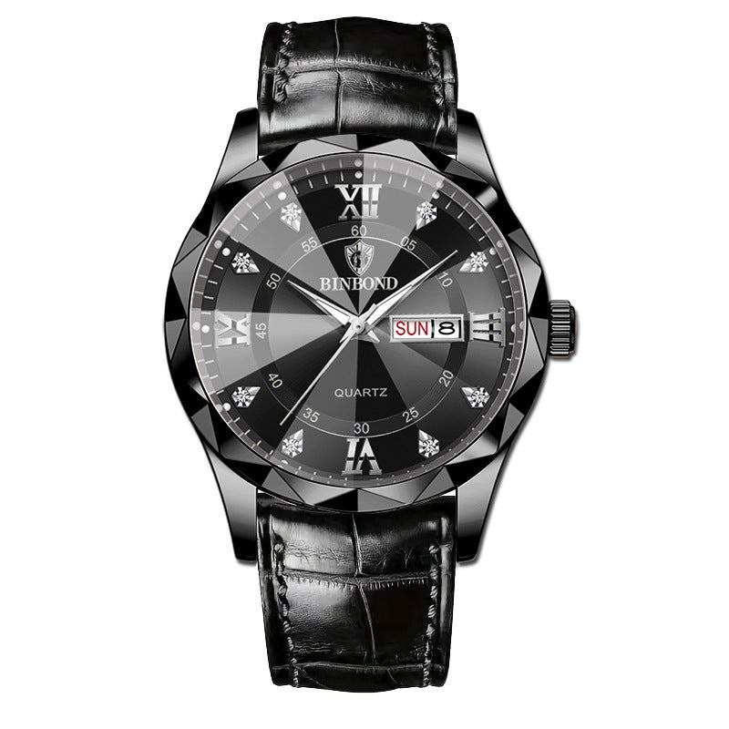 Montre Quartz Homme en Cuir Véritable Étanche - Style Affaires et Loisirs