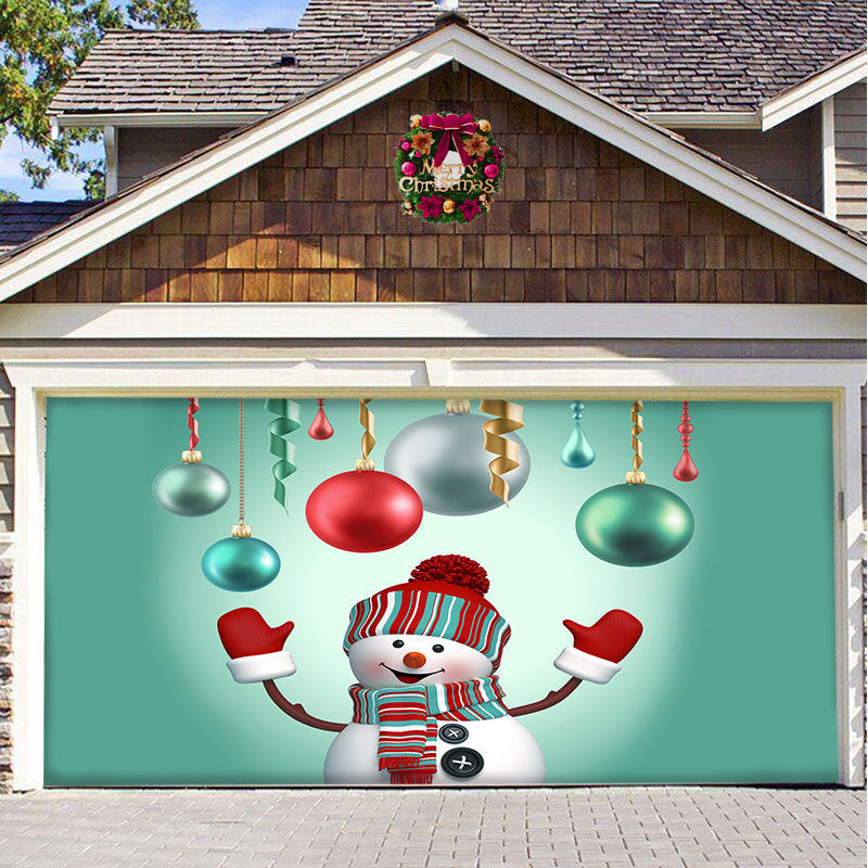 Rideau de Noël en Tissu pour Porte de Garage - Décoration de Fête