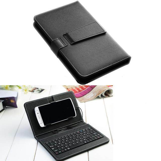 Clavier Bluetooth Ultra-Mince avec Étui en Cuir pour Téléphone - Allomarc.com