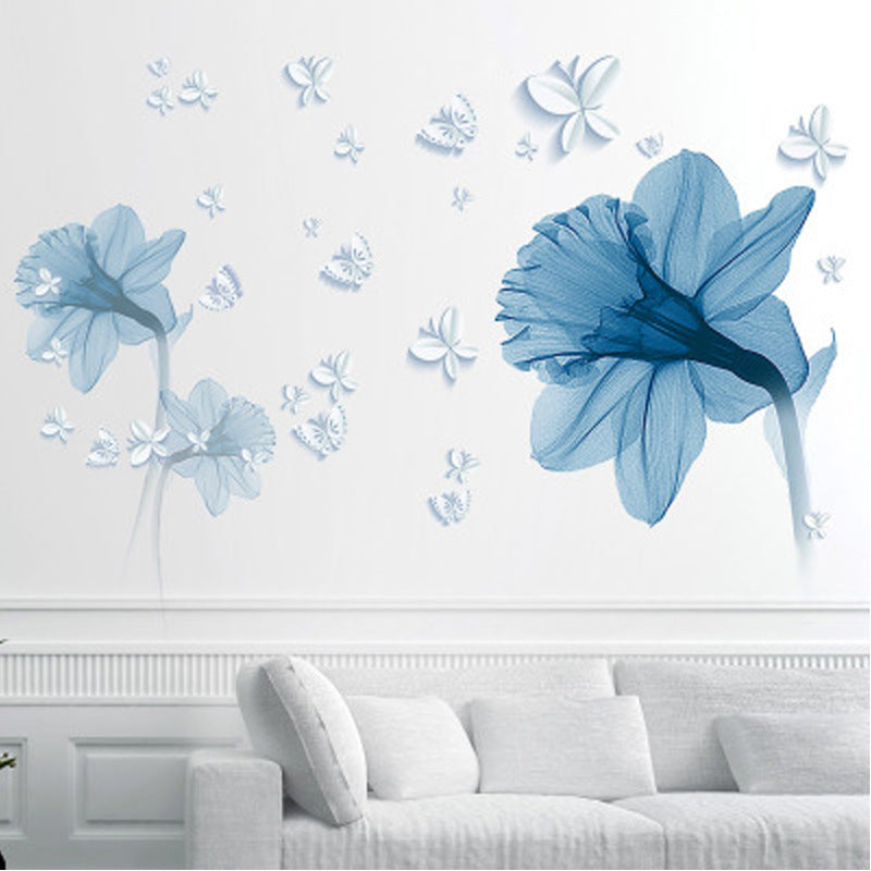 Autocollants Muraux Décoratifs en PVC avec Motif Fleurs Nordiques