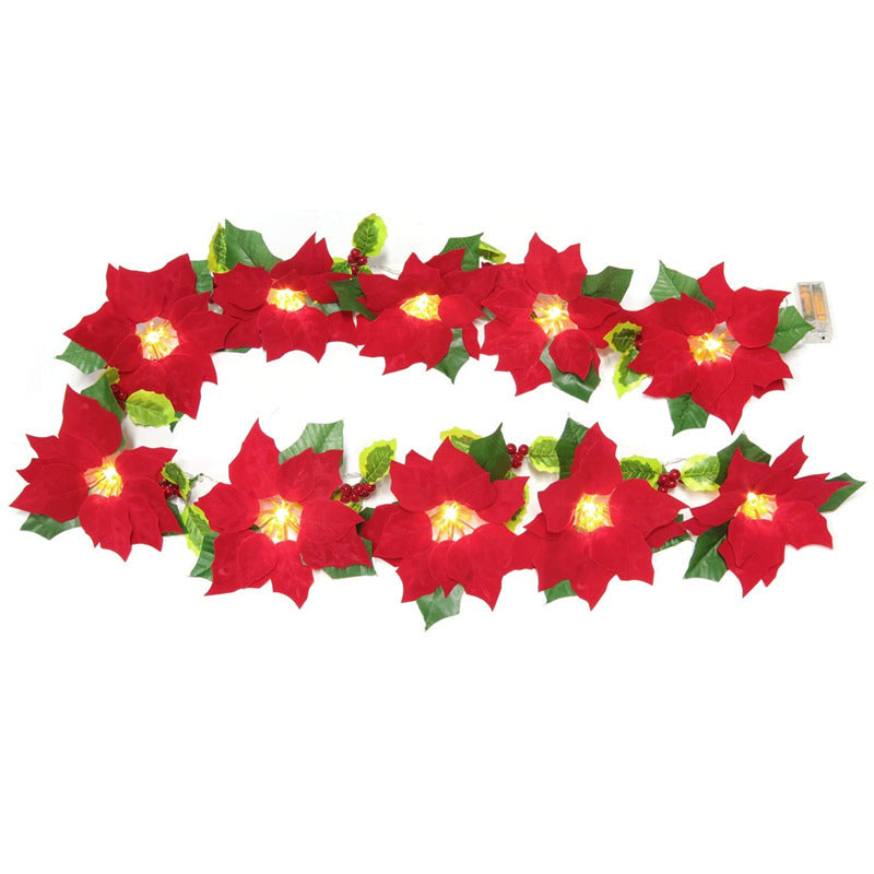 Guirlande Lumineuse de Fleurs Rouges pour Cadre de Porte