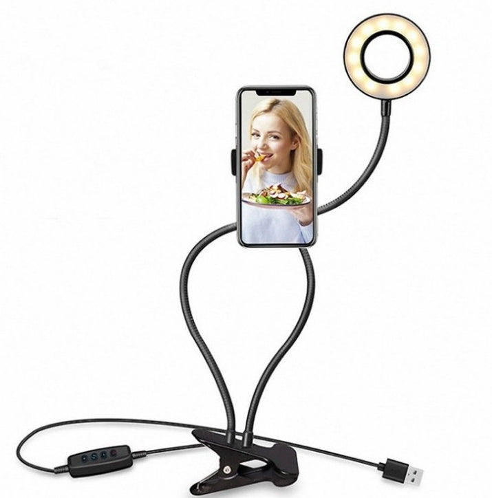 Anneau Lumineux LED pour Selfie avec Support Ajustable - 8cm