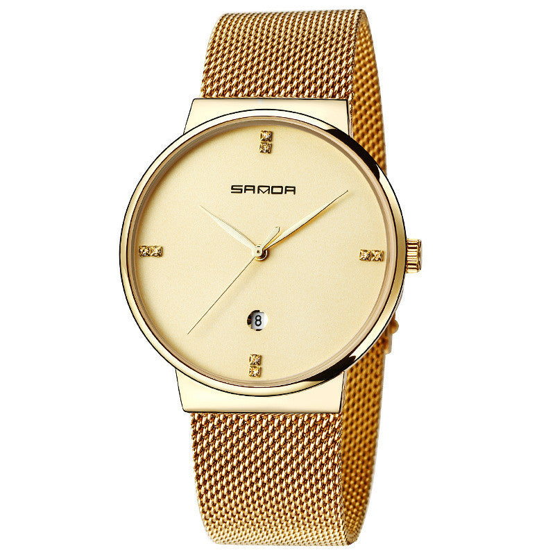 Montre pour hommes à bracelet en maille étanche avec mouvement à quartz