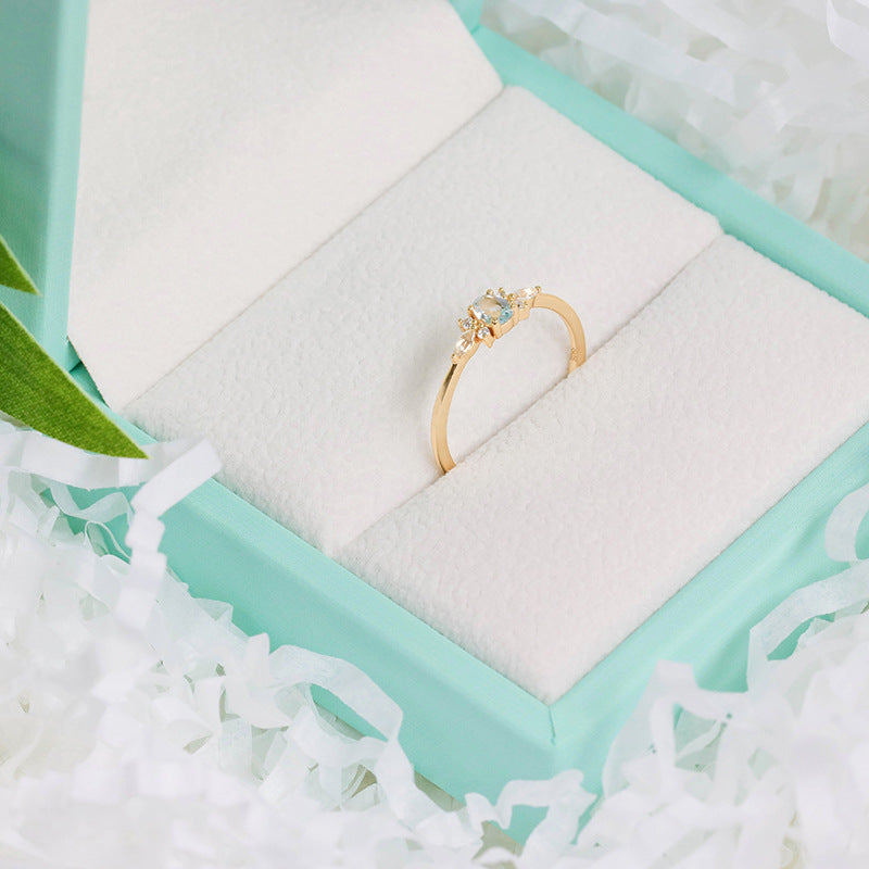 Bague en Argent S925 pour Femmes Couleur Bleu Ciel