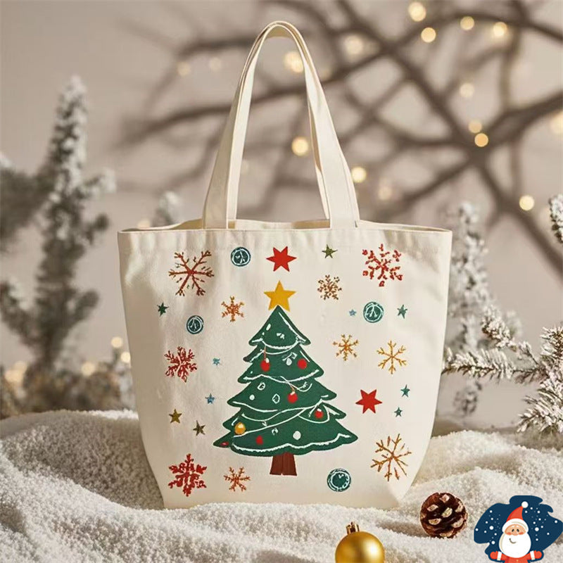 Sac en toile portable de Noël avec motif du Père Noël