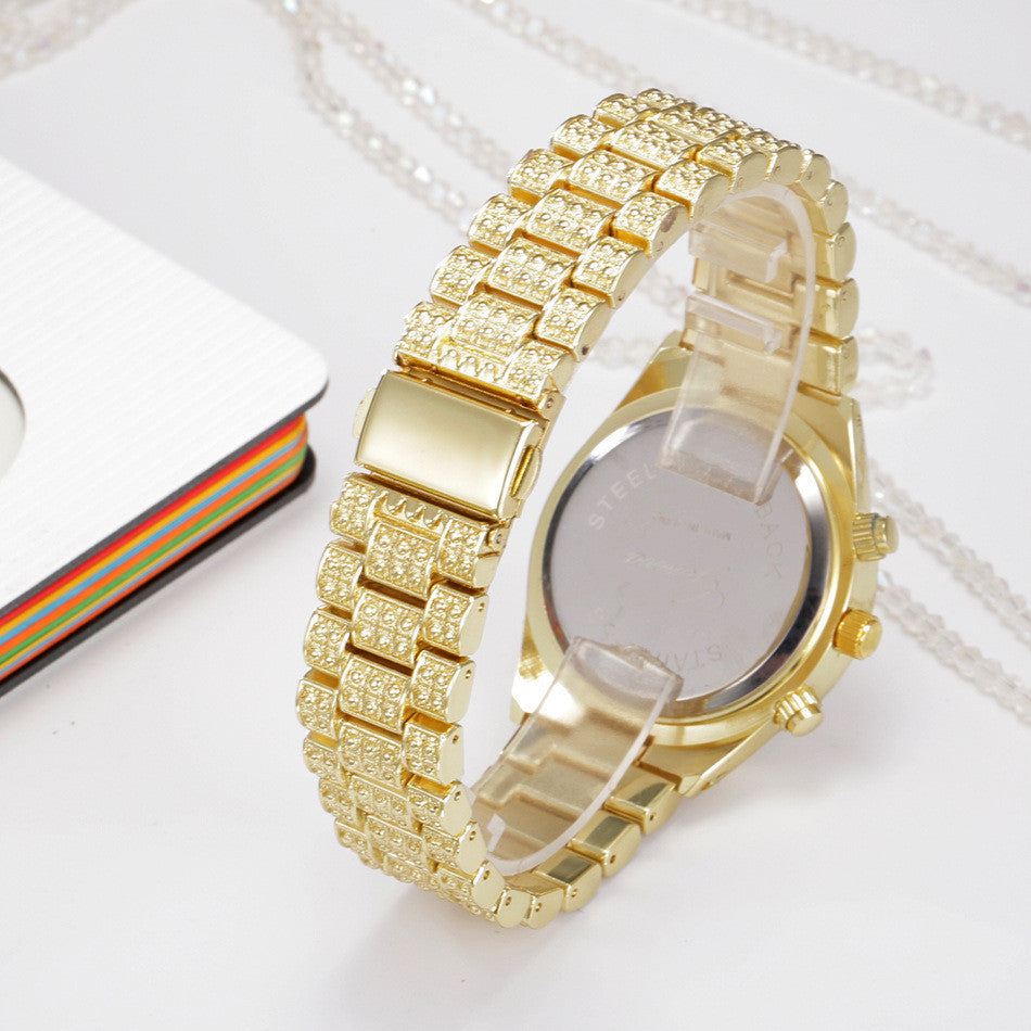 Montre Femme Analogique en Quartz avec Cristaux - Luxe et Élégance