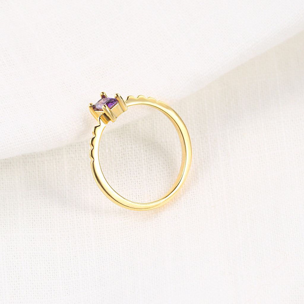 Bague Fine en Zircon Violet Incrusté pour Femmes