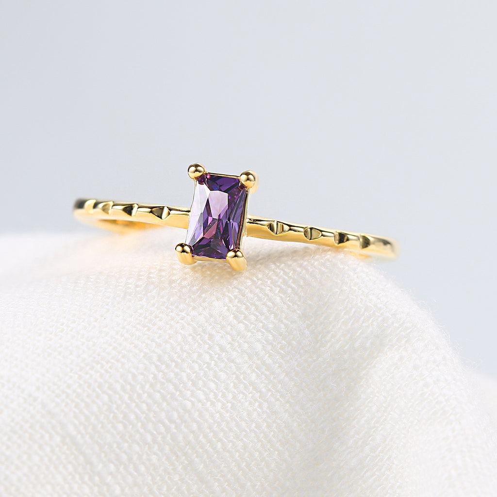 Bague Fine en Zircon Violet Incrusté pour Femmes