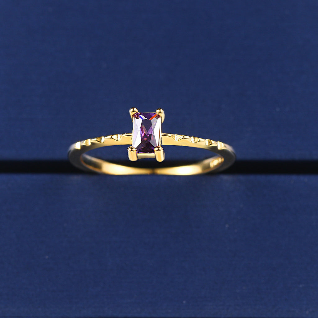 Bague Fine en Zircon Violet Incrusté pour Femmes
