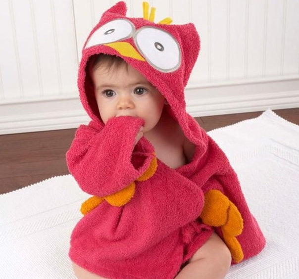 Serviettes de bain et peignoirs à capuche pour bébé avec motifs d'animaux mignons en coton