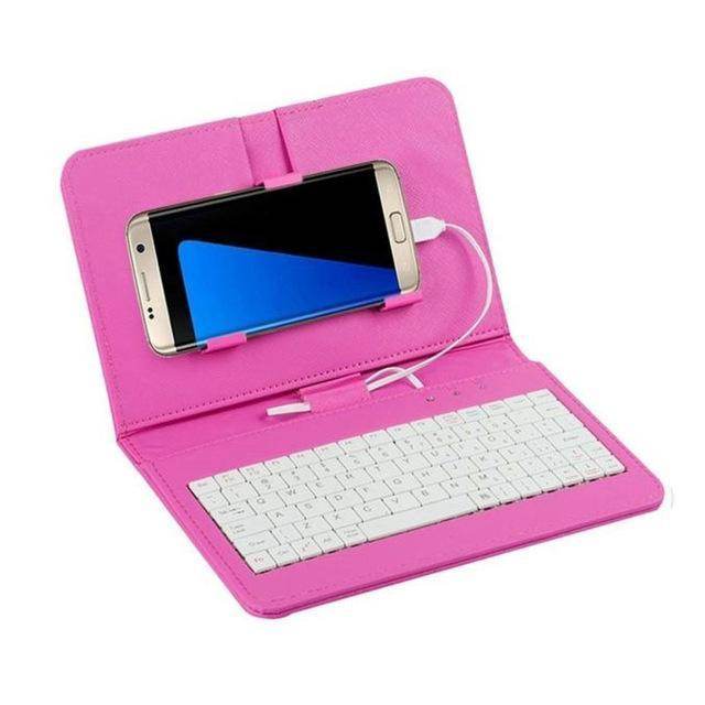 Clavier Bluetooth Ultra-Mince avec Étui en Cuir pour Téléphone - Allomarc.com
