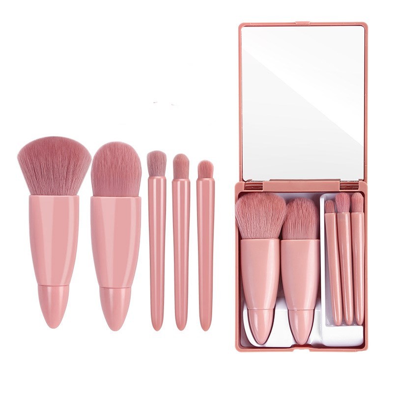 Set de 5 Pinceaux de Maquillage - Outils Cosmétiques pour Poudres, Fards à Paupières, Fond de Teint et Blush