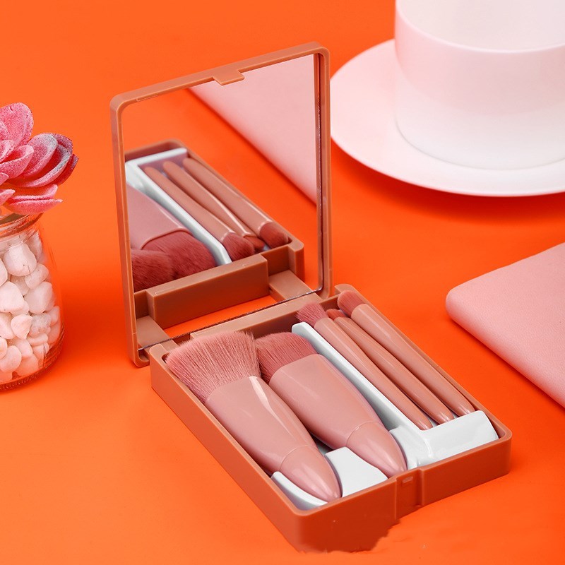 Set de 5 Pinceaux de Maquillage - Outils Cosmétiques pour Poudres, Fards à Paupières, Fond de Teint et Blush