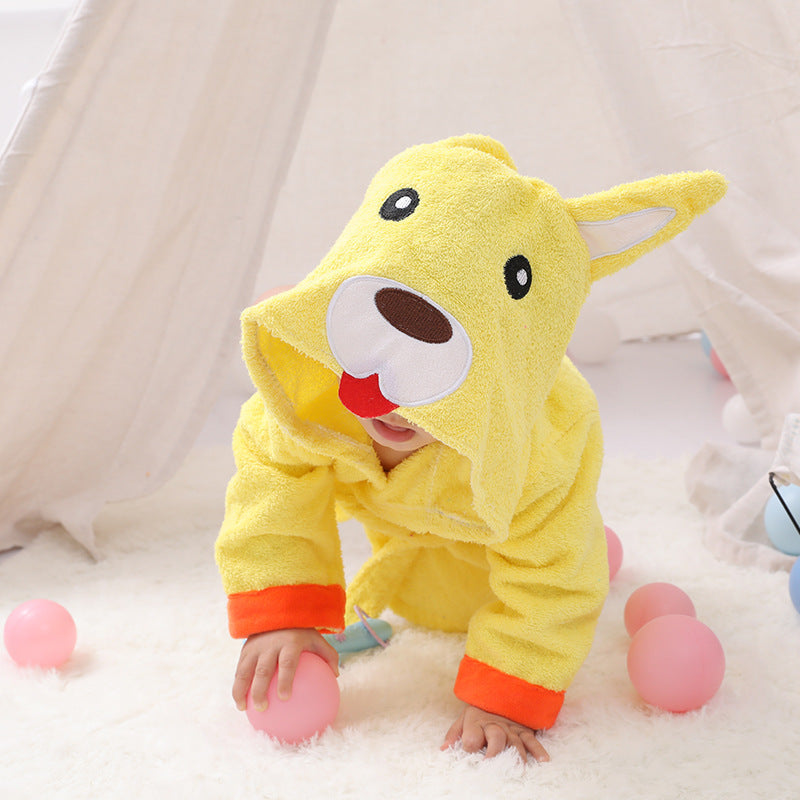 Serviettes de bain et peignoirs à capuche pour bébé avec motifs d'animaux mignons en coton