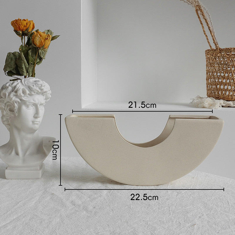 Vase en céramique simple pour décoration intérieure - Arrangement de fleurs sèches
