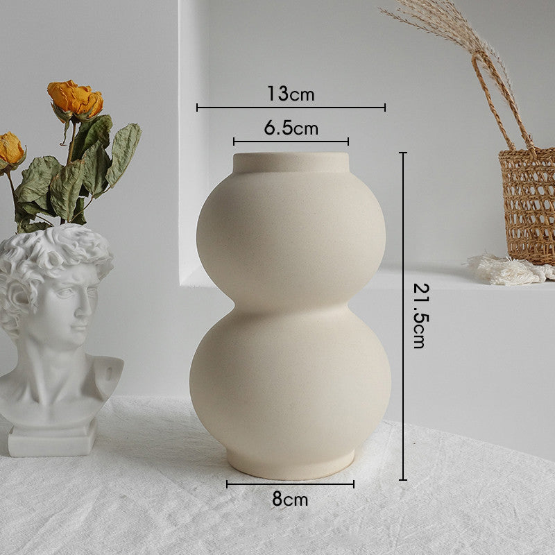 Vase en céramique simple pour décoration intérieure - Arrangement de fleurs sèches