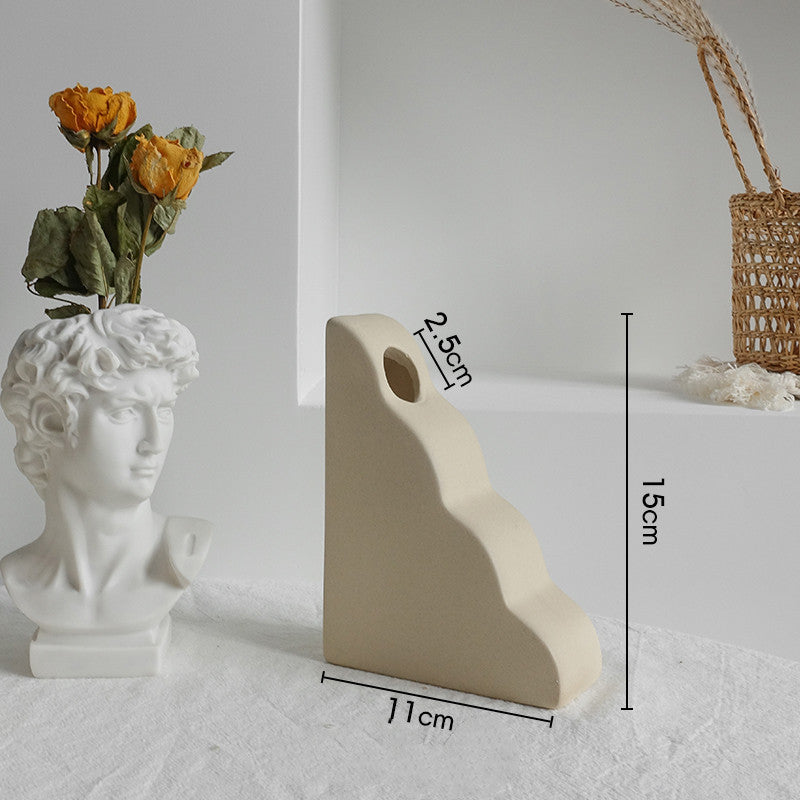 Vase en céramique simple pour décoration intérieure - Arrangement de fleurs sèches