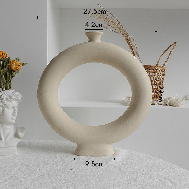 Vase en céramique simple pour décoration intérieure - Arrangement de fleurs sèches