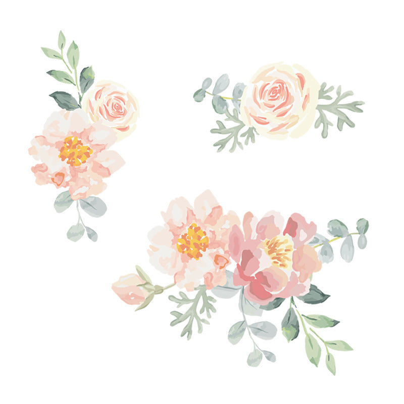 Autocollants Muraux Fleurs Roses Aquarelle pour Chambre de Bébé