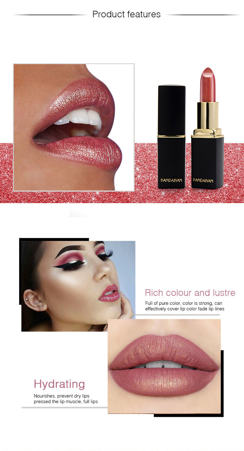 Rouge à Lèvres Métallique Brillant - Couleur Perle avec Changement de Température