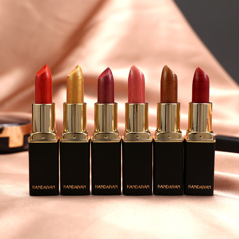 Rouge à Lèvres Métallique Brillant - Couleur Perle avec Changement de Température
