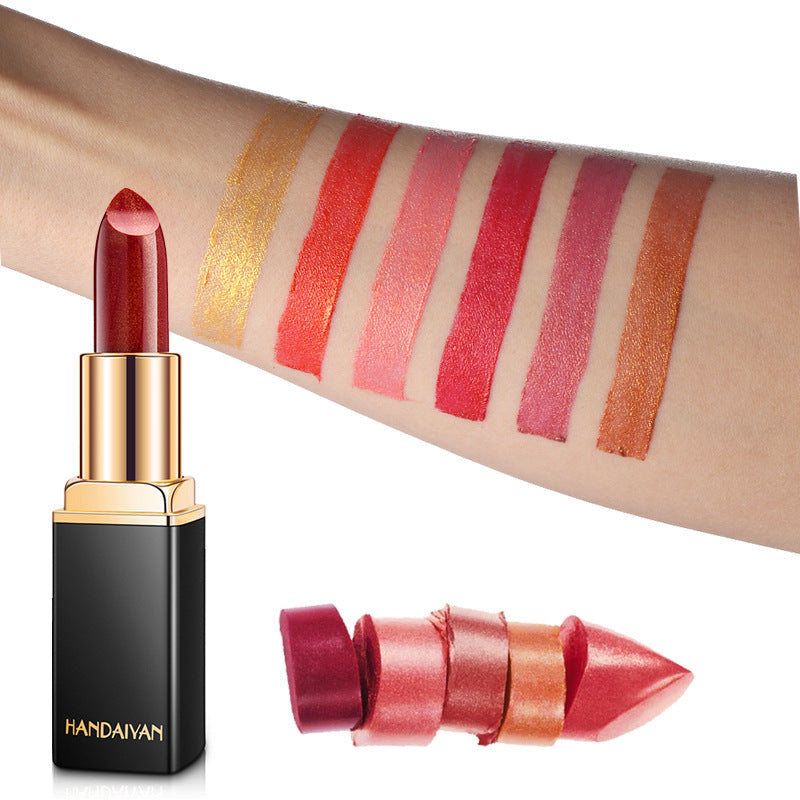 Rouge à Lèvres Métallique Brillant - Couleur Perle avec Changement de Température