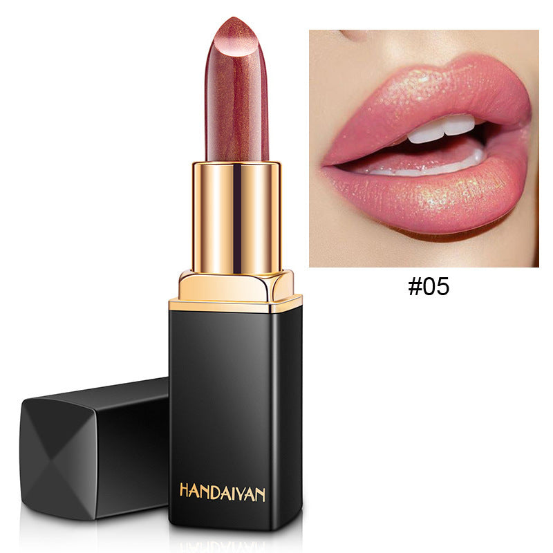 Rouge à Lèvres Métallique Brillant - Couleur Perle avec Changement de Température