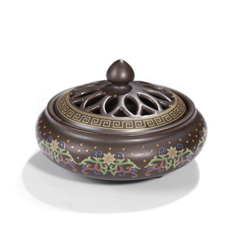 Brûleur d'Encens en Céramique Cloisonné, Brûleur d'Encens Inversé, Canal d'Encens Émaillé
