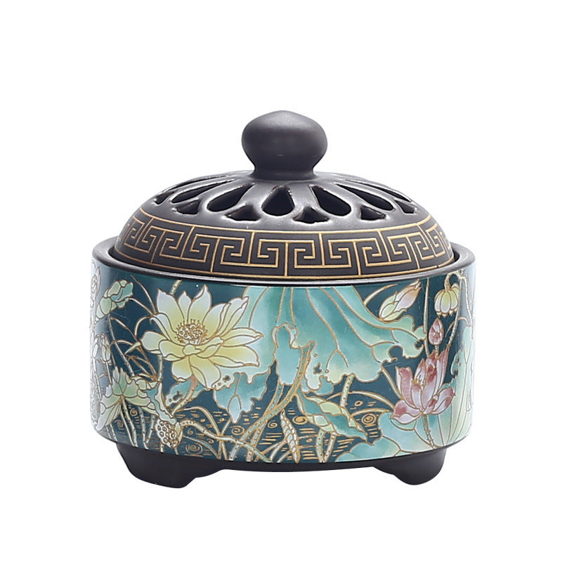 Brûleur d'Encens en Céramique Cloisonné, Brûleur d'Encens Inversé, Canal d'Encens Émaillé