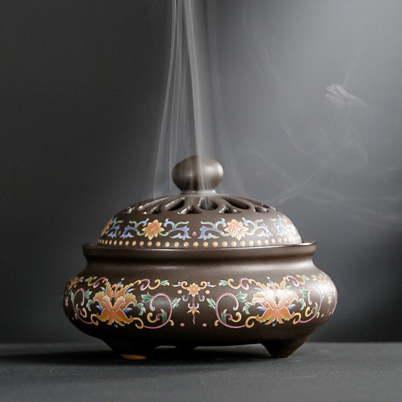 Brûleur d'Encens en Céramique Cloisonné, Brûleur d'Encens Inversé, Canal d'Encens Émaillé