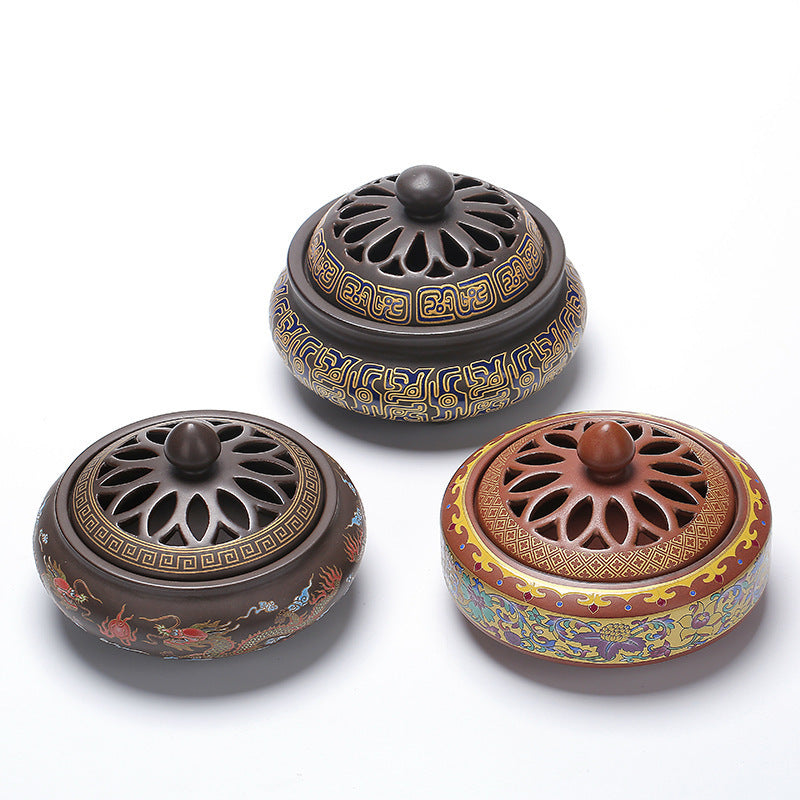 Brûleur d'Encens en Céramique Cloisonné, Brûleur d'Encens Inversé, Canal d'Encens Émaillé