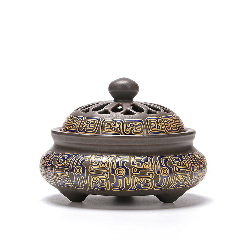 Brûleur d'Encens en Céramique Cloisonné, Brûleur d'Encens Inversé, Canal d'Encens Émaillé