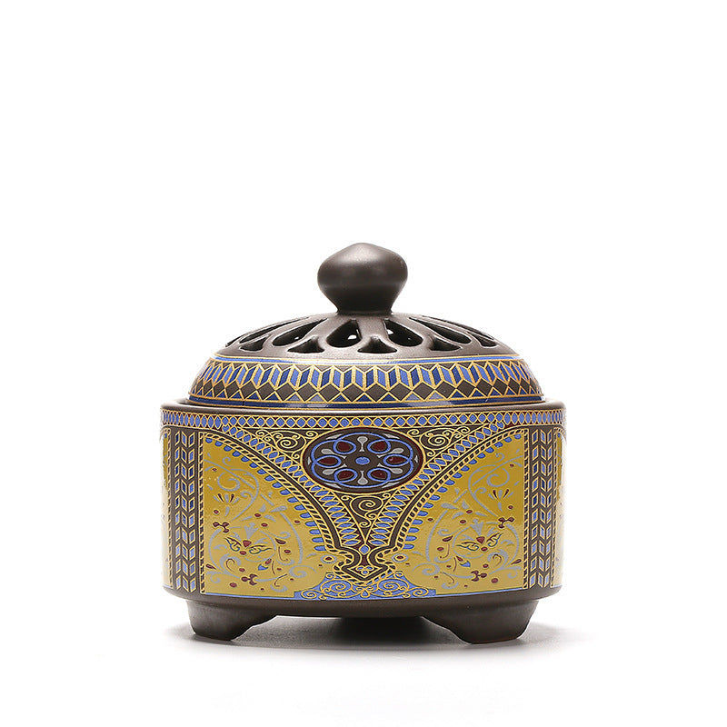 Brûleur d'Encens en Céramique Cloisonné, Brûleur d'Encens Inversé, Canal d'Encens Émaillé