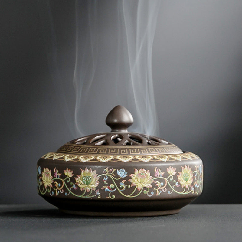 Brûleur d'Encens en Céramique Cloisonné, Brûleur d'Encens Inversé, Canal d'Encens Émaillé