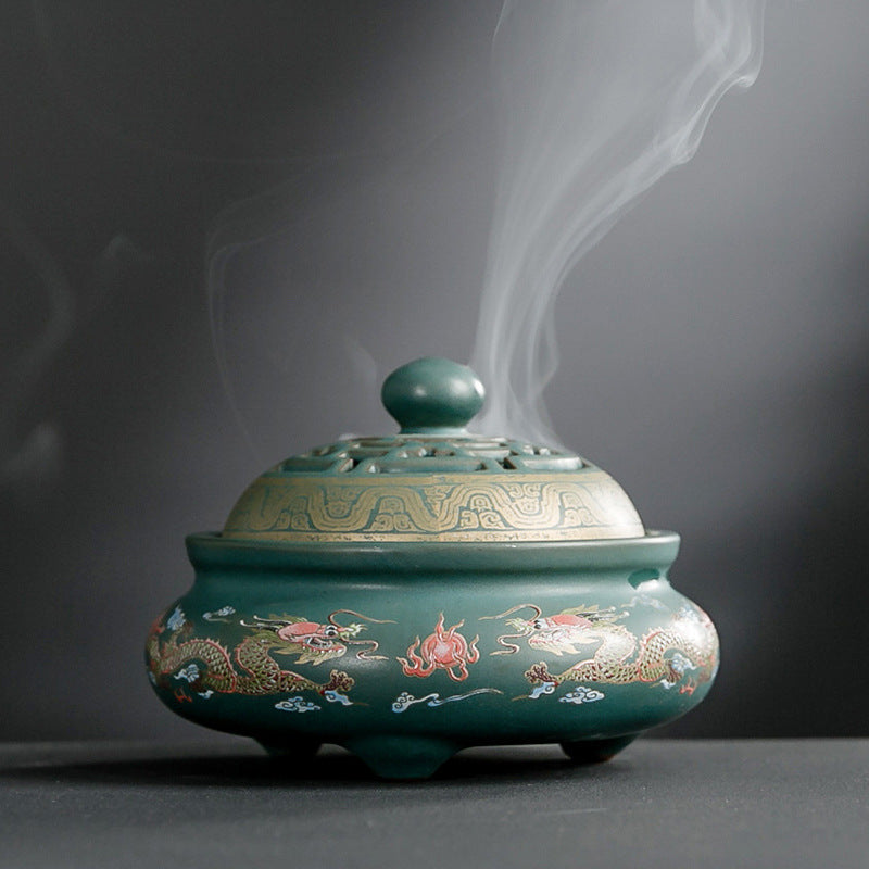 Brûleur d'Encens en Céramique Cloisonné, Brûleur d'Encens Inversé, Canal d'Encens Émaillé